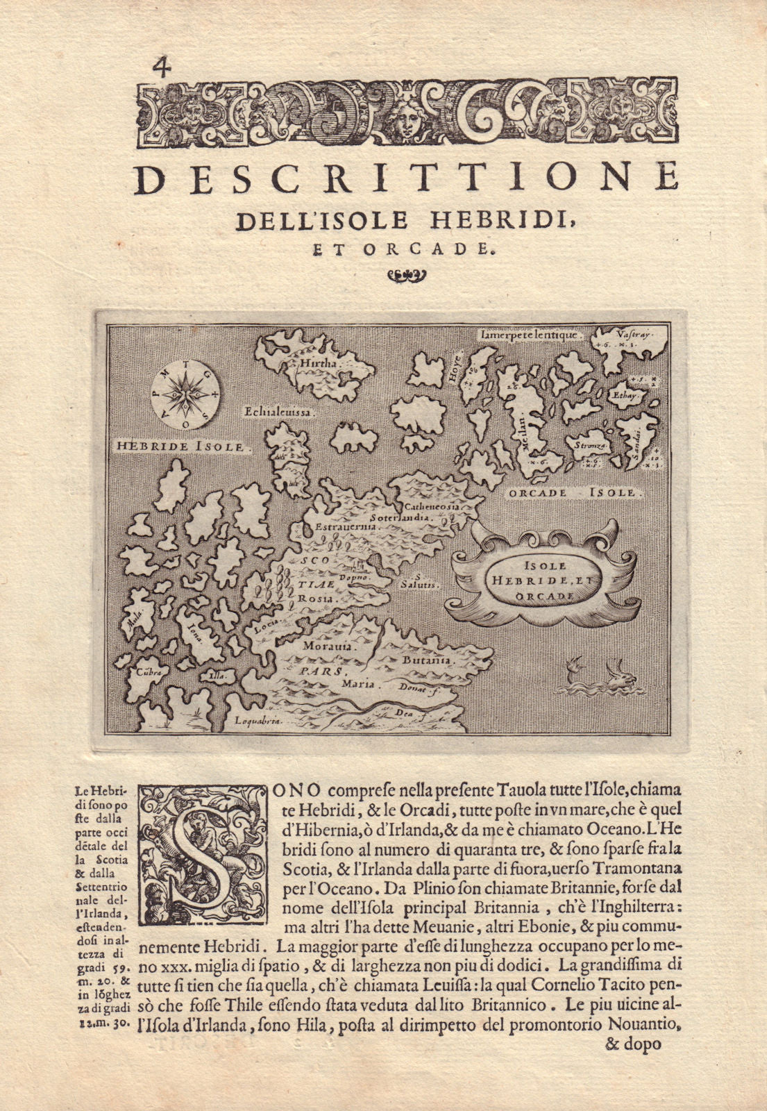 Descrittione dell' Isole Hebridi & Orcadi PORCACCHI. Hebrides Orkneys 1590 map